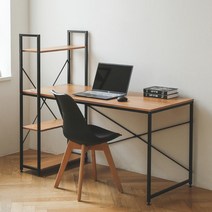 샤바스 스칸디나 컴퓨터책상 1400, 티크판넬 + 블랙프레임, 부품캡 랜덤발송