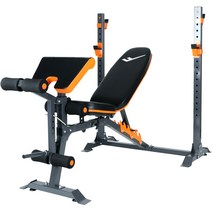 프로스펙스 와이드 레그역기벤치 자가설치, 오렌지 + 블랙
