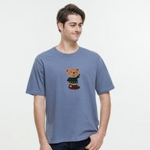 진마니아 곰돌이 자수 패치 라운드 반팔 티셔츠 TS-708