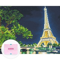 디클레어 액자 캔버스형 보석십자수 DIY 키트 40 x 50 cm, 에펠탑 네온사인, 1세트