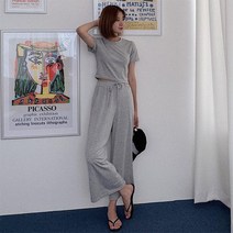 큐니걸스 홈스윗홈 크롭티 와이드팬츠 세트