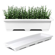 베이직 직사각 텃밭상자 3호 + 받침, 순수 화이트