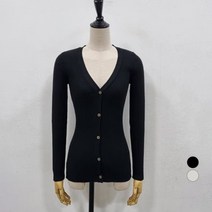 뜨개진 여성용 쫀쫀 골지 브이넥 퍼스먼 가디건