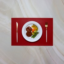 파스텔톤 방수 식탁매트 테이블, 레드, 45 x 30 cm