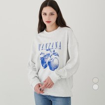 Elle Paris 오버핏 그래픽 특양면 맨투맨 MANZANA 라이트 그레이 M