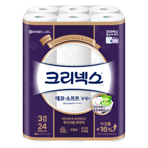 크리넥스 천연펄프 3겹 데코 앤 소프트 수딩플러스 화장지 27m, 1팩, 24롤