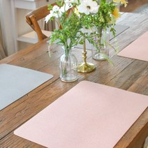 까사재클린 양면 방수 가죽 식탁 테이블 매트 사각 2종 x 2p, 핑크 + 다크그레이, 네이비 + 라이트그레이, 가로세로(450x300mm)