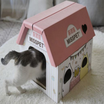 리빙듀오 파스텔 접이식 고양이 스크래쳐 하우스, 핑크, 1개