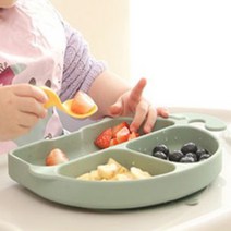 쁘띠베베 실리콘 코끼리 유아 흡착식판, 민트, 식판 + 보관백