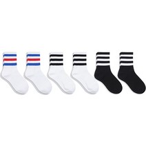 삭스팝 데일리로 딱 좋은 주니어 삼선 중목 양말 6켤레 세트