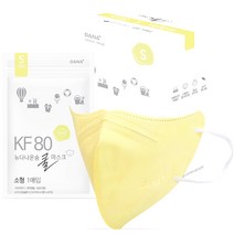 다나마스크 뉴다나온숨 쿨마스크 새부리형 소형 KF80, 30개입, 1개, 노란색