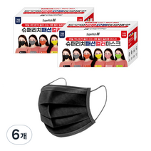 케이에스몰 3중필터 일회용 마스크 개별포장 성인용, 50매, 6개, 블랙