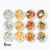 젤로젤로 젤네일 고급 자개 금박 은박 메탈릭 호일 네일 글리터 베이직 12종 세트, 6세트, 혼합색상