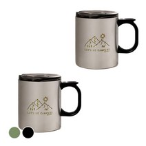 쓰임 마운틴 캠핑 스텐머그 440ml, 카키, 2개