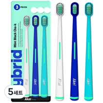 아케이 리빙 하이브리드 이중모 민트블랙 차크칫솔 3종 세트, 5세트, 3개
