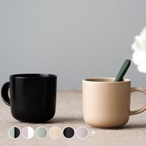 보울보울 레트로라인 머그컵 320 ml, 미드나잇블랙, 카라멜베이지, 2개