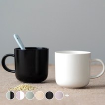보울보울 레트로라인 머그컵 320 ml, 밀크화이트, 미드나잇블랙, 2개