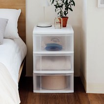 아이리스 3단 플라스틱 투명 서랍장 바퀴부착 CLZ-503, 화이트