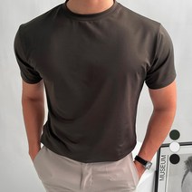 남자다잉 남성용 글로시 머슬핏 스판 반팔 티셔츠