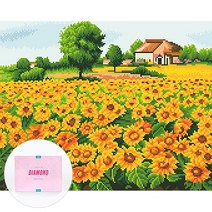 디클레어 액자 캔버스형 보석십자수 DIY 키트 40 x 50 cm, 해바라기 들판 3, 1세트