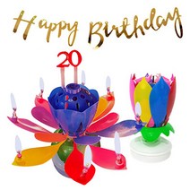 쁘띠마인 연꽃 생일초 2p + 생일 가랜드 세트, 레인보우(생일초), 랜덤발송(가랜드), 1세트