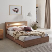 크렌시아 오로라2 LED 멀티수납 침대 + 독립CL40T매트리스 방문설치, 아카시아