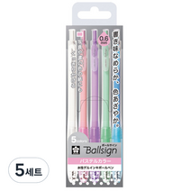 사쿠라 볼싸인 노크볼펜세트 파스텔 0.6mm, 5색, 5세트