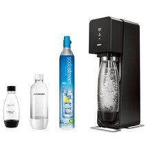 소다스트림 탄산수제조기 리소스 스마일팩 블랙 기기+탄산실린더1개+1L전용병2개+0.5L전용병1개, Re-SOURCE(블랙)