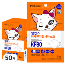 웰킵스 미세먼지황사마스크 중형 KF80, 1개입, 50개