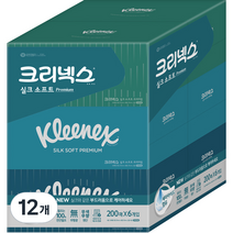크리넥스 실크소프트 프리미엄 미용티슈 2겹, 200매, 12개