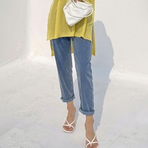 플랜데이 여성용 노컷 밴딩 와이드핏 데님 팬츠 숏