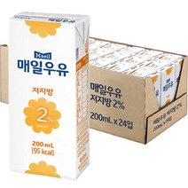매일유업 저지방 2% 우유, 200ml, 24팩