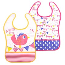 라이언베어 M형 이유식 턱받이 2종 세트, 버드패턴