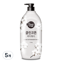 샤워메이트 내추럴 클린코튼 바디워시 목화솜향, 1.2kg, 5개