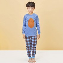 유니프랜드 아동용 체크라임 오가닉 30수 후라이스 9부 실내복 상하세트