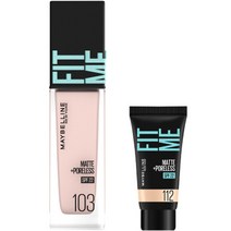 메이블린 핏미 파운데이션 레노 30ml + 미니파운데이션 5ml 세트, 103 페어(파운데이션), 112 내추럴 아이보리(미니파운데이션), 1세트