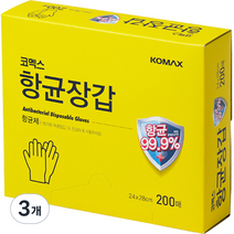 코멕스 항균 비닐 위생 장갑 200매, 3개, 200개입