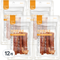 네츄럴랩 강아지 건강한 육포 간식 스틱, 오리가슴살, 80g, 12개