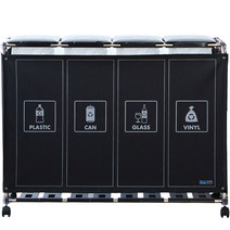 센스큐 이지핏 4단 분리수거함 리치 타입, 블랙, 1개