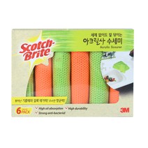 스카치브라이트 친환경 아크릴사 수세미, 6개입, 1개
