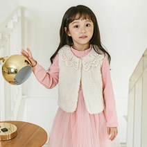 라라아망 여아용 크림 레이스 조끼