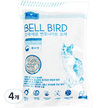 벨버드 더블랙 냄새제로 벤토나이트 모래, 5L, 4개, 무향