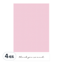 도나앤데코 일라 체크 페이퍼 기프트백 20p + 땡큐소머치 스티커 20p, 파스텔핑크(기프트백), 투명(스티커), 4세트
