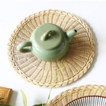 마켓피오 라운드 밀짚 식탁매트 코스터 4p, 혼합 색상, 20cm