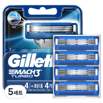 질레트 마하3 터보 면도기날, 4개입, 5개