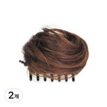 동글이 똥머리 헤어집게핀 부분가발 롱웨이브, 라이트브라운, 2개