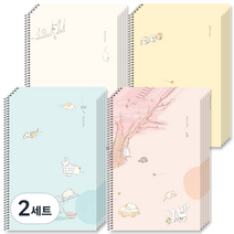 포포팬시 냥이의 하루 라인 노트 4종 x 5p 세트, 블루, 옐로우, 아이보리, 핑크, 2세트