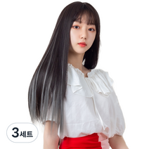 가발위드 와이드 컬러 포인트 피스 스트레이트 4p + 트윙클 붙임머리 세트, 다크그레이(컬러피스), 랜덤발송(붙임머리), 3세트