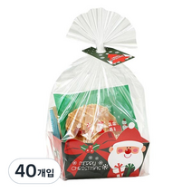 이홈베이킹 크리스마스 트레이 + 타이 + 폴리백, 싼타(대), 40개입