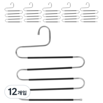 생활공식 5단 논슬립 바지걸이, 블랙, 12개입